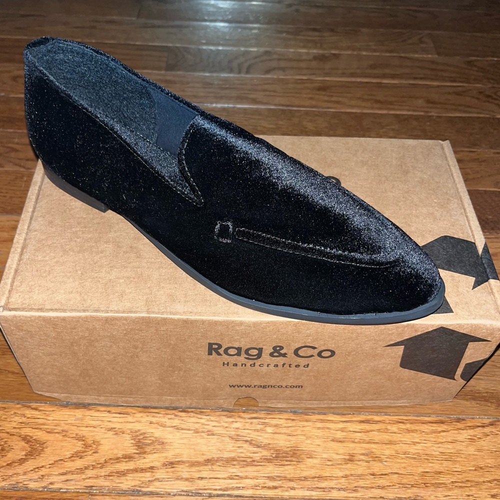 Rag & Co Black Luxe Lap Moc Toe Flat Women’s Size 9 Handcrafted